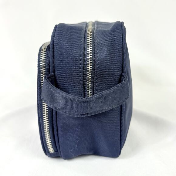 Authentic Prada Amber Homme Toiletry Travel Bag For Men Navy Blue Double Zipper - Picture 4 of 8